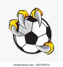 Eagle claw  holding a soccer ball , vector illustration