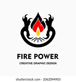 eagle claw logo holding fire, fire power illustration. creative and simple vector logo. Abstract business logo icon design template