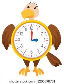 Eagle clock on white background illustration