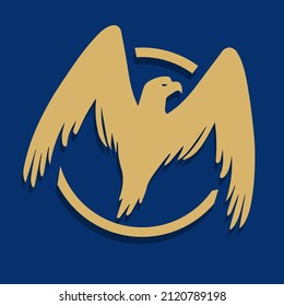 eagle coat of arms with circle and abstract vector format lineart