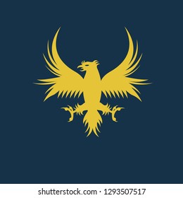 eagle coat of arms icon, eagle coat of arms symbol. Flat vector sign isolated on blue background. Simple vector illustration for graphic and web design.