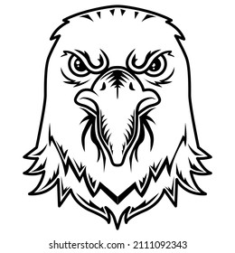 Eagle coat of arms isolated on white vector illustration, Bald eagle head vector illustration, eagle bird flying animal vector.