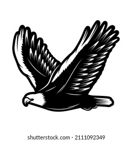 Eagle coat of arms isolated on white vector illustration, Bald eagle head vector illustration, eagle bird flying animal vector.