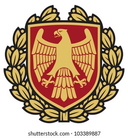 eagle coat of arms (shield and laurel wreath)