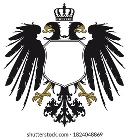 Eagle coat of arms, shield symbols illustration - vector illustration