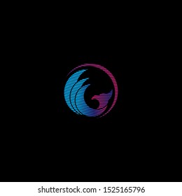 Eagle Color Gradient Line Concept Logo Vector Icon Illustration