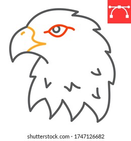 Eagle color line icon, animal and hawk, wild bird sign vector graphics, editable stroke linear icon, eps 10