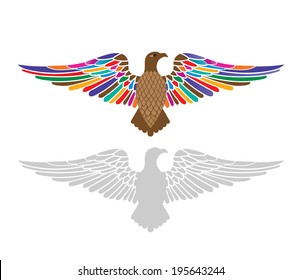 Eagle  with colored feathers, 