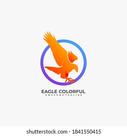 Eagle colorful illustration logo design template