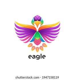 Eagle with colorful style design vector 
