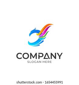 Eagle colorful wing logo design, playful phoenix mascot logo vector