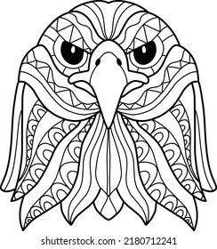 Eagle Coloring Book Zentangle Hand Drawn Isolated On White Background