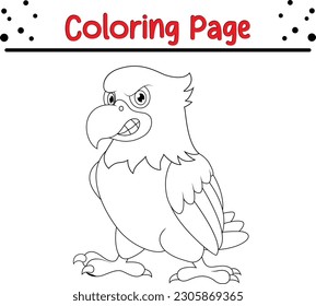 Esquema de la página de coloreado de águila. Página de coloreado de ilustraciones de líneas vectoriales.