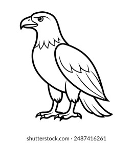 Eagle Coloring Pages, Kids Coloring Book, Eagle Character line art Vector Illustration.