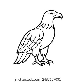 Eagle Coloring Pages, Kids Coloring Book, Eagle Character line art Vector Illustration.