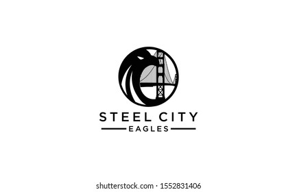 EAGLE COMBINATION LOGO DESIGN WITH BRIDGE