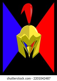 eagle concept spartan warrior helmet logo, red blue background