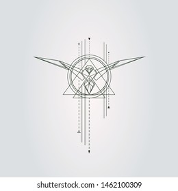 eagle, contour, geometric tattoo, vector illustration