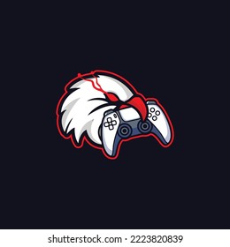Eagle with Controller Mascot Gaming Logo