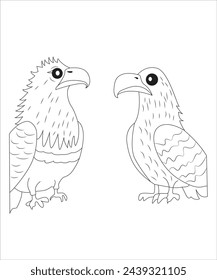 Águila página de colorear página para colorear para niños ilustración de arte vectorial de línea