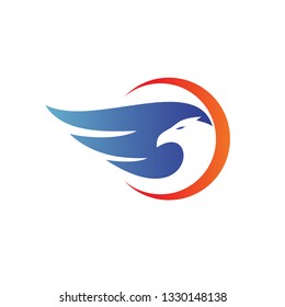 Eagle in Crescent Shape Logo Vector