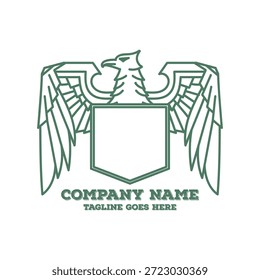 Plantilla con logo de Eagle Crest con escudo y alas