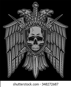 Eagle crest skull shield coat of arms black