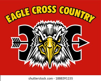 diseño de equipo de eagle cross country con cabeza de mascota para la escuela, universidad o liga