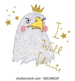 eagle with crown for apparel 