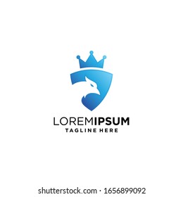 Eagle crown logo design, hawk crown logo premium vector