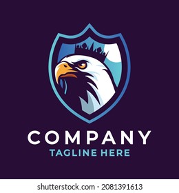 Eagle with crown logo design template