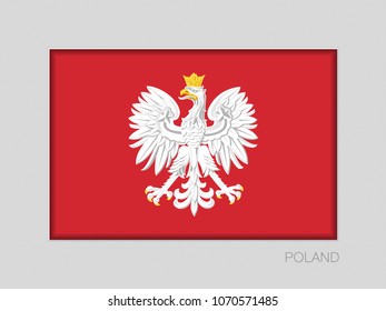 Eagle with a Crown. The National Emblem of Poland. National Ensign Aspect Ratio 2 to 3 on Gray Cardboard