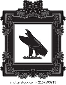 eagle design logo with vintage frame handmade silhouette