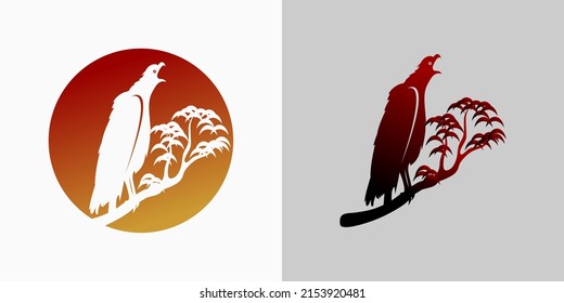 Eagle design in tree trunk with creative concept