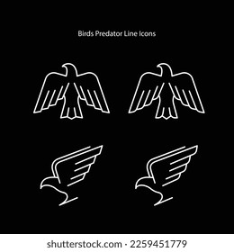 Eagle Design Vector icons on black background, Luxury Eagle, Icon Picture, Eagle Icon Vector, Falcon, outline eagle icon.