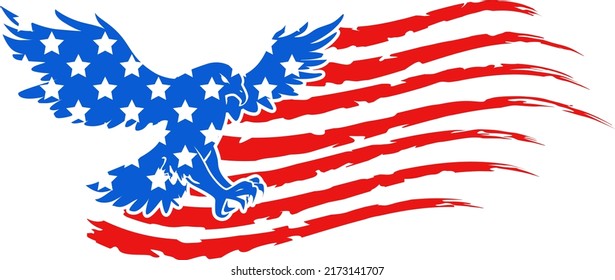 Eagle Distressed American Flag vector, Usa Flag vector, Patriotic illustation, Independence Day