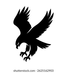 Eagle Dive Silhouette. Ideal for use as a tattoo, icon, web graphic design, and infographic concepts.