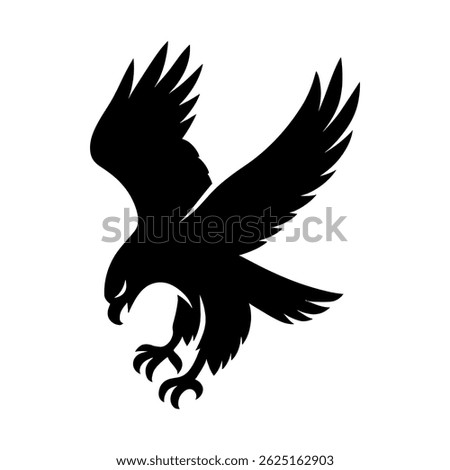 Eagle Dive Silhouette. Ideal for use as a tattoo, icon, web graphic design, and infographic concepts.