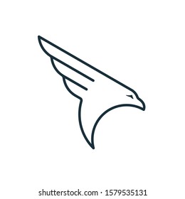Eagle diving in sky. Abstract eagle outline icon.