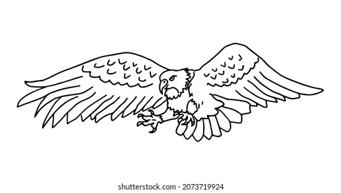 Eagle in doodle style. Isolated vector.