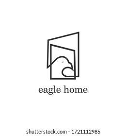 Águila y puerta en el logo de la construcción.