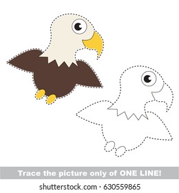 Eagle. Dot to dot educational game for kids, trace only of one line.