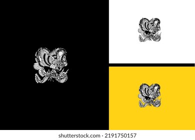 eagle and dragon vector black and white