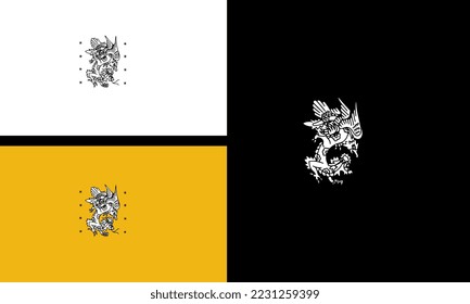 diseño de ilustraciones vectoriales de águila y dragón