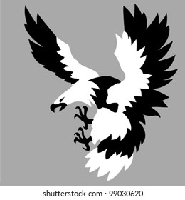 eagle drawing on gray background, vector illustration