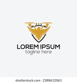 Eagle and Drone logo design. Clean and modern drone service logo design vector template