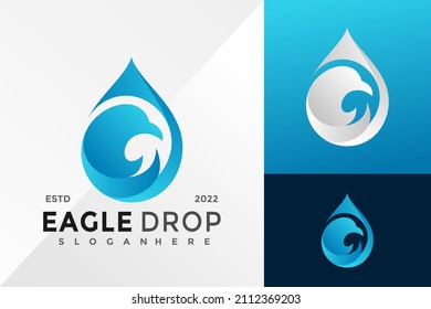 Eagle Drop Wave Logo Design Vector illustration template