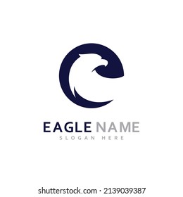 Eagle with e Initial Logo Design Vector  Eagle wings vector symbol Template illustration