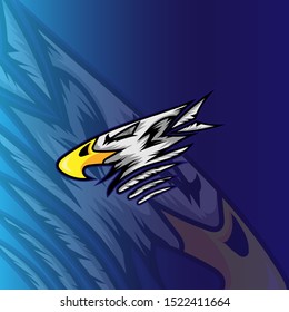Eagle E sports mascot logo design symbol illustration for gamer team