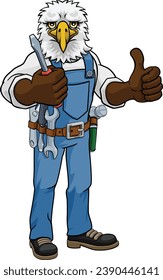 An eagle electrician, handyman or mechanic holding a screwdriver